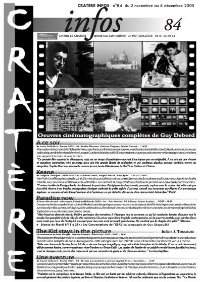 Programme 84 du 2 novembre au 6 décembre 2005
